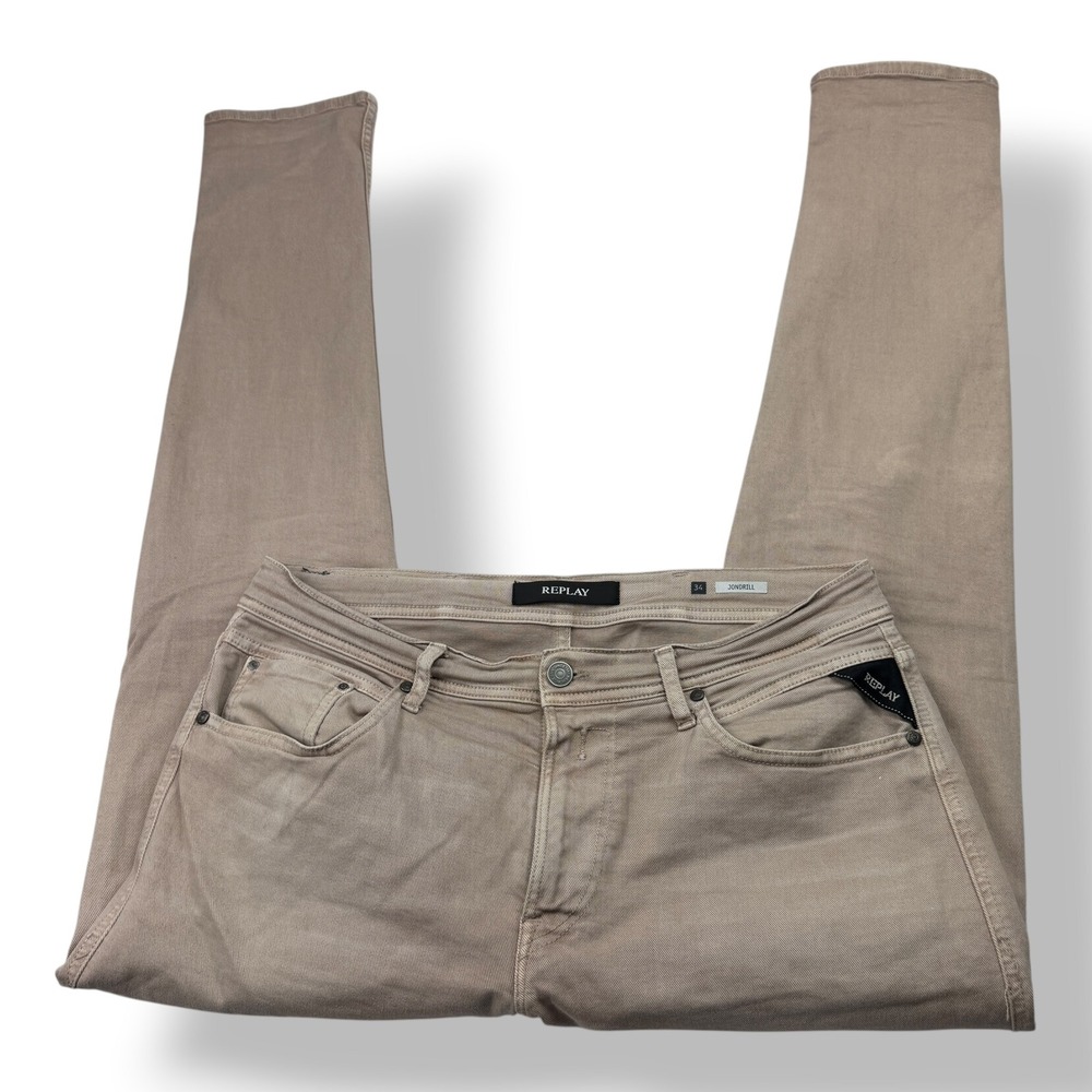 Replay Jondrill‎ Men 34x32 Skinny Fit Stretch Jeans Khaki Tan MA931H.000.8069325
